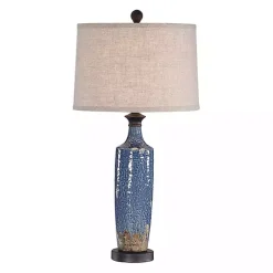 Kirklands Home Table Lamps|Blue Textured Ceramic Table Lamp Tan