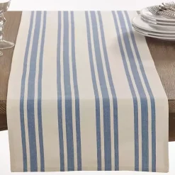 Kirklands Home Table Linens|Blue Thick Stripe Oblong Table Runner