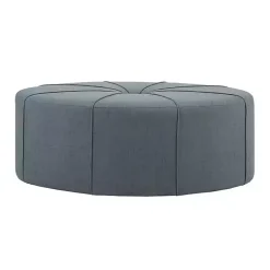 Kirklands Home Benches & Ottomans|Thick Welting Center Button Oval Ottoman Blue