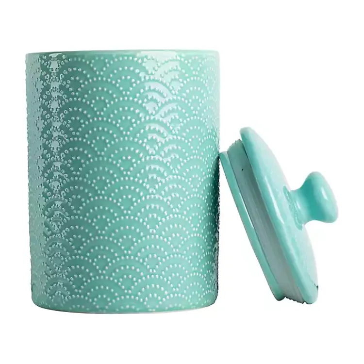 Kirklands Home Kitchen Storage|Tide Ceramic Embossed Canisters, Set of 3 Blue