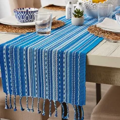 Kirklands Home Table Linens|Blue Tonal Stripe Table Runner