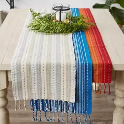 Kirklands Home Table Linens|Blue Tonal Stripe Table Runner