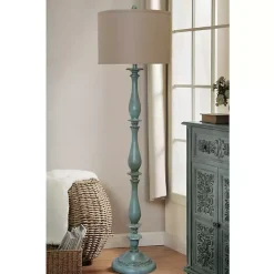 Kirklands Home Floor Lamps|Blue Traditional Avignon Floor Lamp Tan