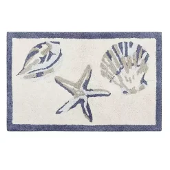 Kirklands Home Bathroom Rugs|Blue Tufted Seashell Bath Mat