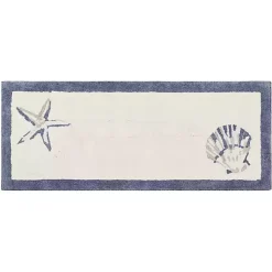 Kirklands Home Bathroom Rugs|Blue Tufted Seashell Bath Runner