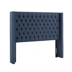 Kirklands Home Beds & Headboards|Tufted Upholstered Metal Leg Queen Headboard Blue
