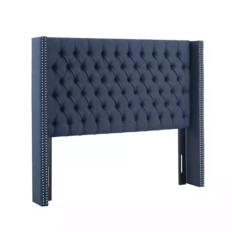 Kirklands Home Beds & Headboards|Tufted Upholstered Metal Leg Queen Headboard Blue