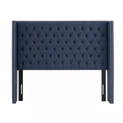 Kirklands Home Beds & Headboards|Tufted Upholstered Metal Leg Queen Headboard Blue