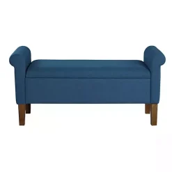 Kirklands Home Benches & Ottomans|Upholstered Aubrey Storage Bench Blue