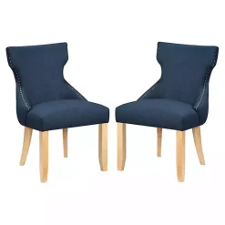 Kirklands Home Dining Chairs|Upholstered Wingback Dining Chairs, Set of 2 Blue