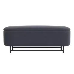 Kirklands Home Benches & Ottomans|Velvet Metal Storage Bench Blue