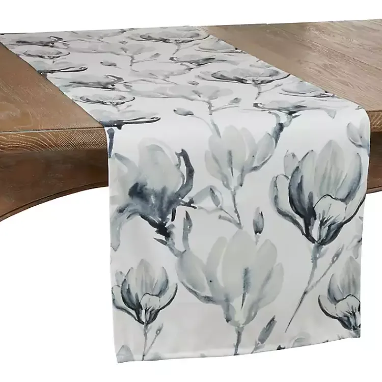 Kirklands Home Table Linens|Blue Watercolor Floral Table Runner