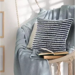 Online Blue Wispy Ways Tufted Stripes Cotton Pillow Pillows
