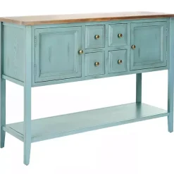 Kirklands Home Console Tables|Wood 2-Door Storage Console Table Blue