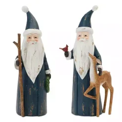 Woodland Santa Figurines, Set of 2 Christmas Decorations