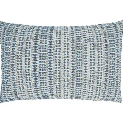 Outlet Blue Woven Line Cotton Lumbar Pillow Pillows