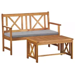 Kirklands Home Outdoor Sets|Blue X-Back Acacia Wood 2-pc. Outdoor Living Set