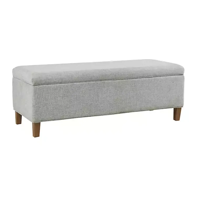 Kirklands Home Benches & Ottomans|Blue-Gray Upholstered Soft-Close Storage Bench