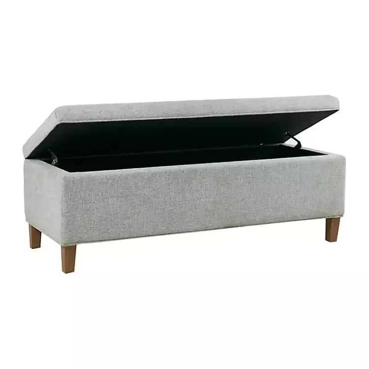Kirklands Home Benches & Ottomans|Blue-Gray Upholstered Soft-Close Storage Bench