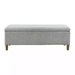 Kirklands Home Benches & Ottomans|Blue-Gray Upholstered Soft-Close Storage Bench