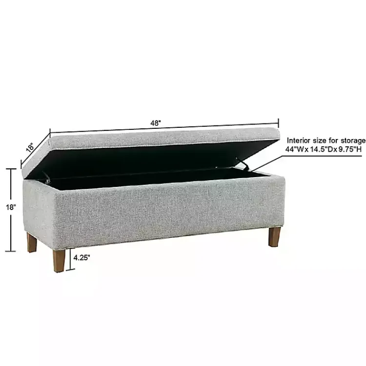 Kirklands Home Benches & Ottomans|Blue-Gray Upholstered Soft-Close Storage Bench