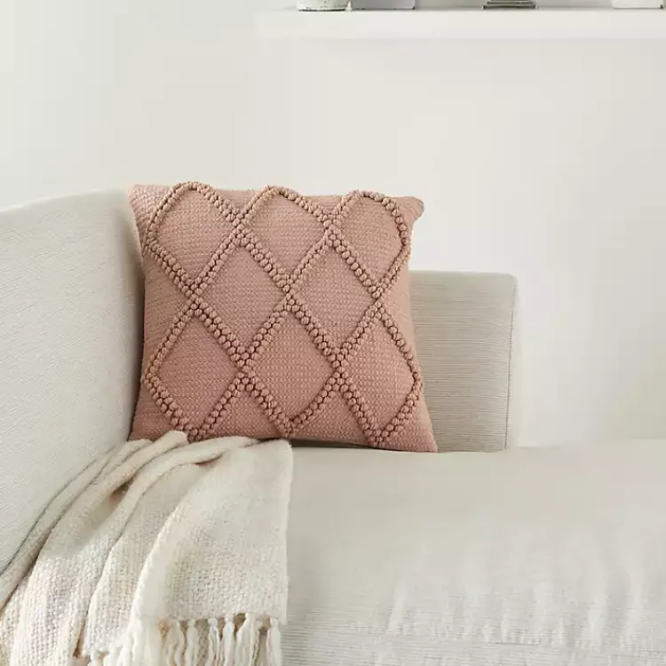 Blush Diamond Lattice Throw Pillow Pillows