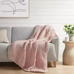 Sale Blush Hand Made Chunky Double Knit Throw Blanket Blankets & Throws