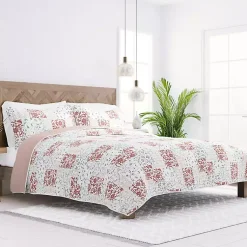 Kirklands Home Quilts|Blush Patchwork Reversible 3-pc. Queen Quilt Set