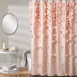 Kirklands Home Shower Curtains|Blush Riley Cascading Bows Shower Curtain Pink