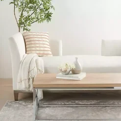 Outlet Blush Woven Knotted Stripes Throw Pillow Pillows