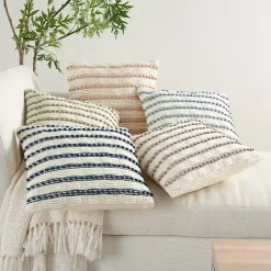 Outlet Blush Woven Knotted Stripes Throw Pillow Pillows