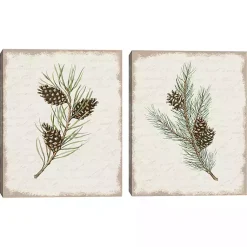 Sale Botanical Pine Spruce Canvas Art Prints, Set of 2 Christmas Art & Wall Decor