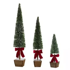 Bottle Brush Pine Christmas Trees, Set of 3 Christmas Arrangements & Garland