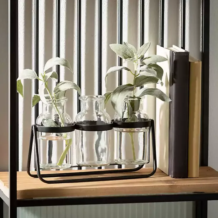 Online Bottle Vase Trio on Metal Stand Vases