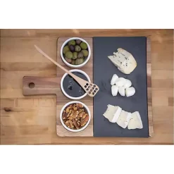 Kirklands Home Serving & Entertaining|3-Bowl Slate and Wood Serving Board