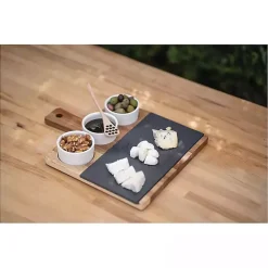 Kirklands Home Serving & Entertaining|3-Bowl Slate and Wood Serving Board