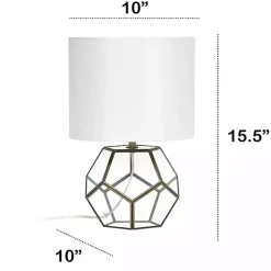 Kirklands Home Table Lamps|Brass and Glass Octagon Table Lamp White