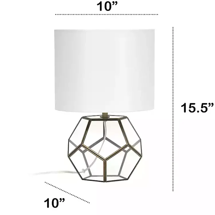 Kirklands Home Table Lamps|Brass and Glass Octagon Table Lamp White