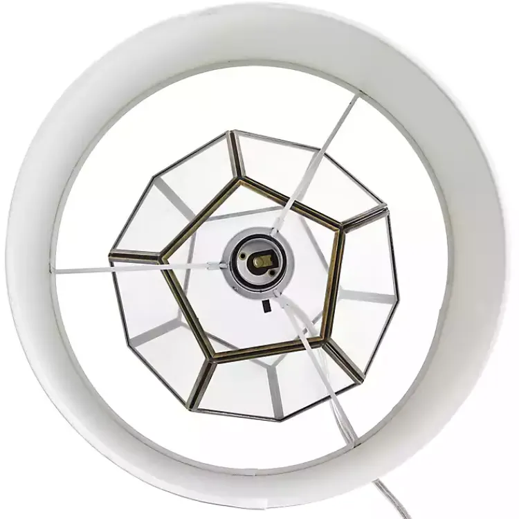Kirklands Home Table Lamps|Brass and Glass Octagon Table Lamp White