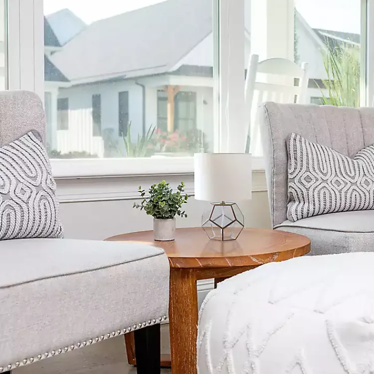 Kirklands Home Table Lamps|Brass and Glass Octagon Table Lamp White