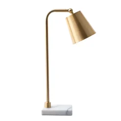 Kirklands Home Table Lamps|Brass Cone Desk Lamp with Marble Base Gold
