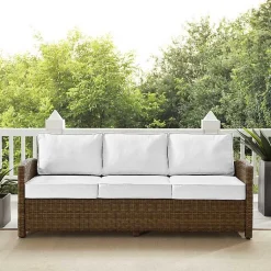 Kirklands Home Outdoor Seating|Bren Wicker Sofa with Sunbrella Cushions Brown