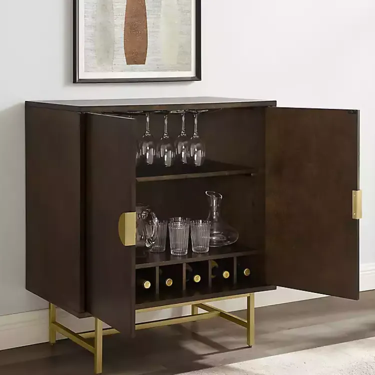 Kirklands Home Cabinets & Sideboards|Brielle Golden Circle Wine Cabinet Brown