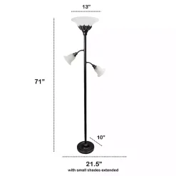 Kirklands Home Floor Lamps|Bronze and White 3-Scallop Glass Floor Lamp Brown