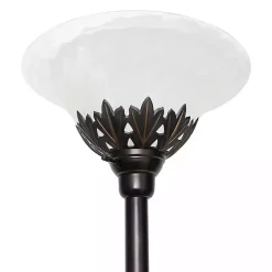 Kirklands Home Floor Lamps|Bronze and White 3-Scallop Glass Floor Lamp Brown