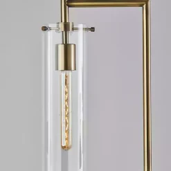 Kirklands Home Floor Lamps|Bronze Glass Cylinder Shade Floor Lamp Clear