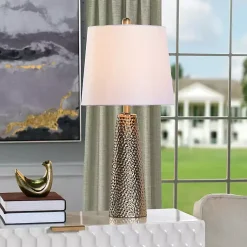Kirklands Home Table Lamps|Bronze Hammered Table Lamp White