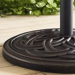 Kirklands Home Outdoor Accent Furniture|Bronze Medallion Round Umbrella Base Brown