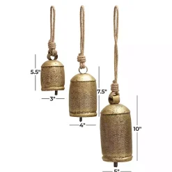 Clearance Bronze Metal Hanging Bells, Set of 3 Decorative Accents