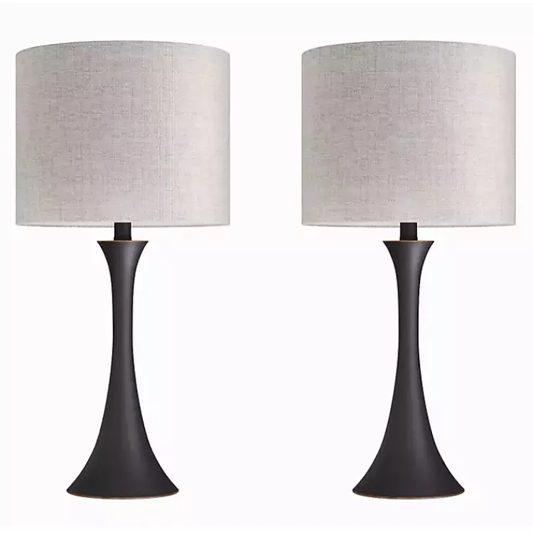 Kirklands Home Table Lamps|Bronze Metal Hourglass Table Lamps, Set of 2 Brown